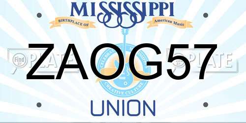 ZAOG57 Mississippi License Plate