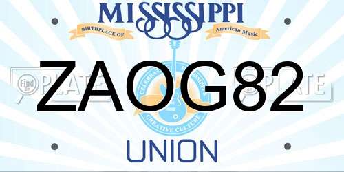 ZAOG82 Mississippi License Plate