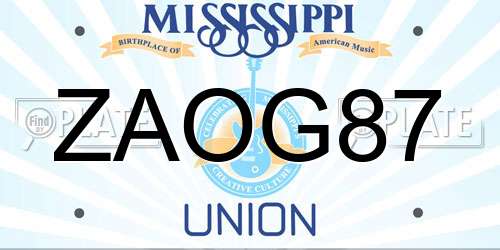 ZAOG87 Mississippi License Plate