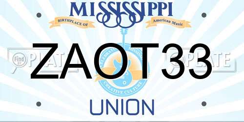 ZAOT33 Mississippi License Plate