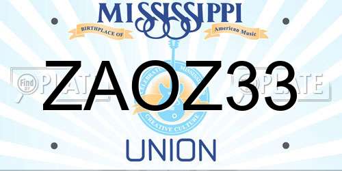 ZAOZ33 Mississippi License Plate