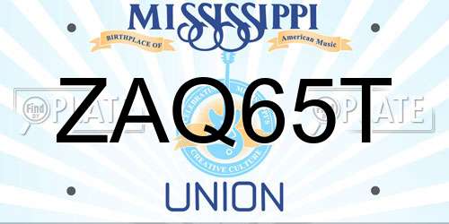 ZAQ65T Mississippi License Plate