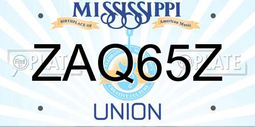 ZAQ65Z Mississippi License Plate