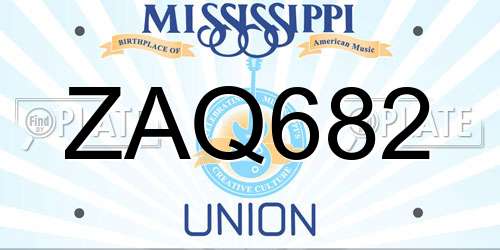 ZAQ682 Mississippi License Plate