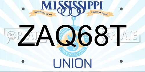 ZAQ68T Mississippi License Plate