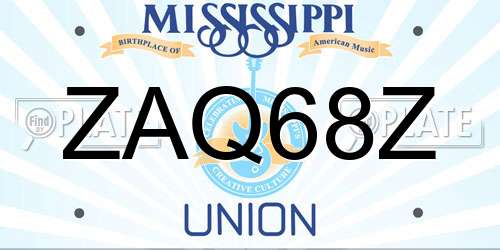 ZAQ68Z Mississippi License Plate