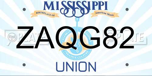 ZAQG82 Mississippi License Plate