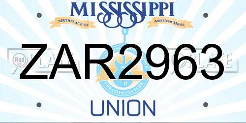 ZAR2963 Mississippi License Plate