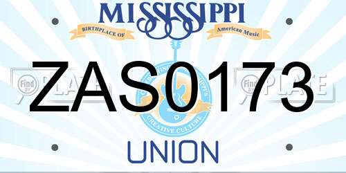 ZAS0173 Mississippi License Plate