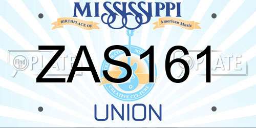 ZAS161 Mississippi License Plate