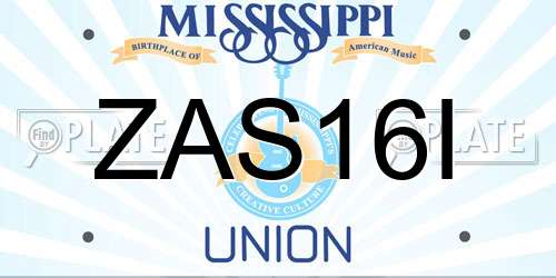 ZAS16I Mississippi License Plate