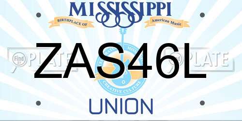 ZAS46L Mississippi License Plate