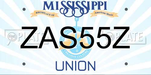 ZAS55Z Mississippi License Plate