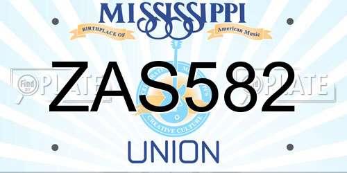 ZAS582 Mississippi License Plate