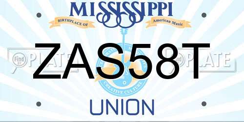 ZAS58T Mississippi License Plate