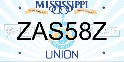 ZAS58Z Mississippi License Plate