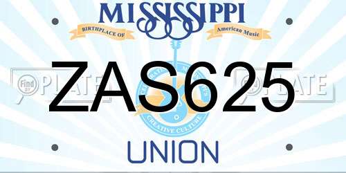 ZAS625 Mississippi License Plate