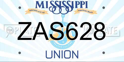 ZAS628 Mississippi License Plate