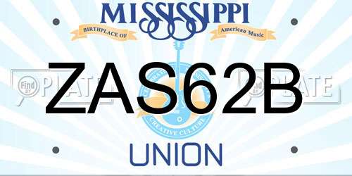 ZAS62B Mississippi License Plate