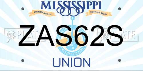 ZAS62S Mississippi License Plate