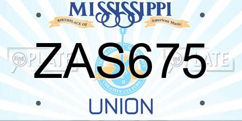 ZAS675 Mississippi License Plate