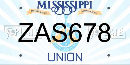 ZAS678 Mississippi License Plate