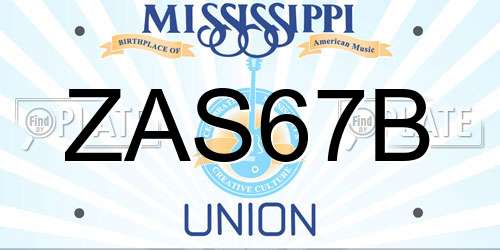 ZAS67B Mississippi License Plate