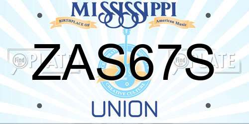 ZAS67S Mississippi License Plate