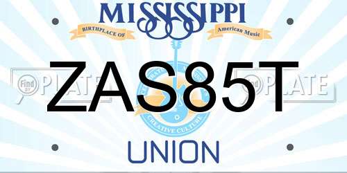 ZAS85T Mississippi License Plate