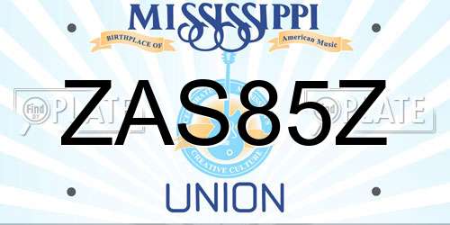 ZAS85Z Mississippi License Plate
