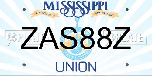 ZAS88Z Mississippi License Plate