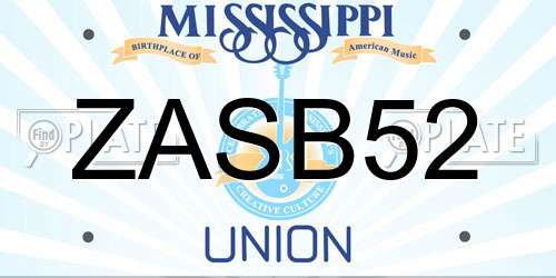 ZASB52 Mississippi License Plate
