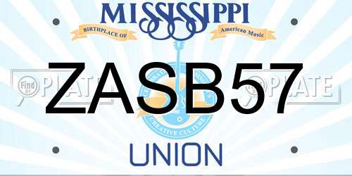 ZASB57 Mississippi License Plate