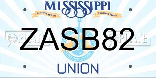 ZASB82 Mississippi License Plate
