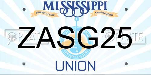 ZASG25 Mississippi License Plate