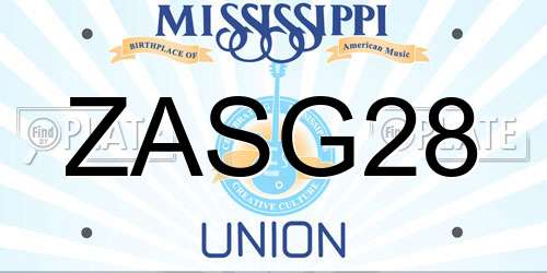 ZASG28 Mississippi License Plate