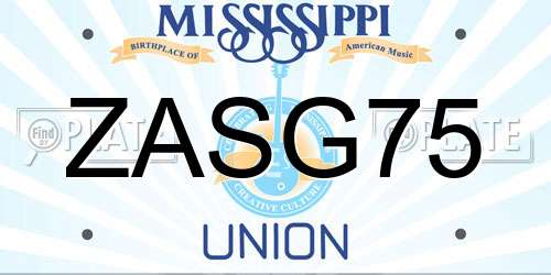 ZASG75 Mississippi License Plate