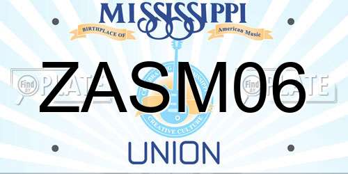 ZASM06 Mississippi License Plate