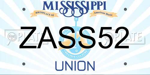 ZASS52 Mississippi License Plate