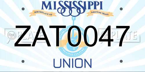 ZAT0047 Mississippi License Plate