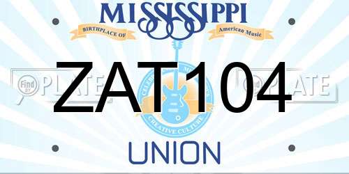 ZAT104 Mississippi License Plate