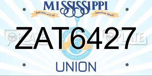 ZAT6427 Mississippi License Plate