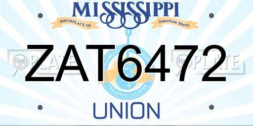 ZAT6472 Mississippi License Plate