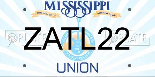 ZATL22 Mississippi License Plate