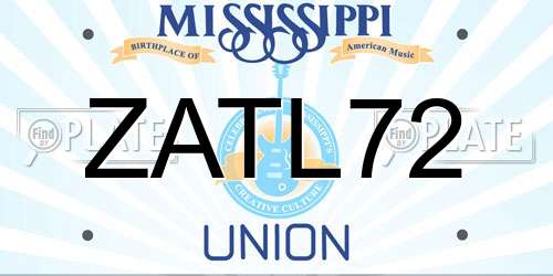 ZATL72 Mississippi License Plate