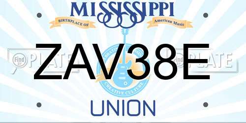 ZAV38E Mississippi License Plate