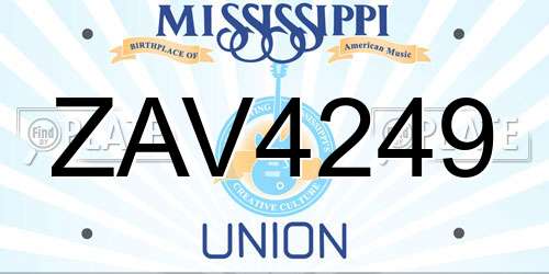 ZAV4249 Mississippi License Plate