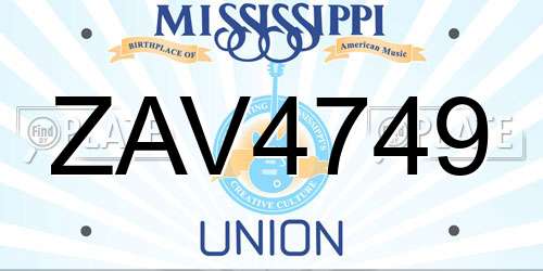 ZAV4749 Mississippi License Plate