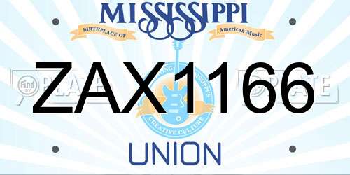 ZAX1166 Mississippi License Plate