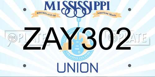 ZAY302 Mississippi License Plate